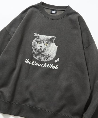 寬鬆版型前印花圓領衛衣 / CAT Portrait