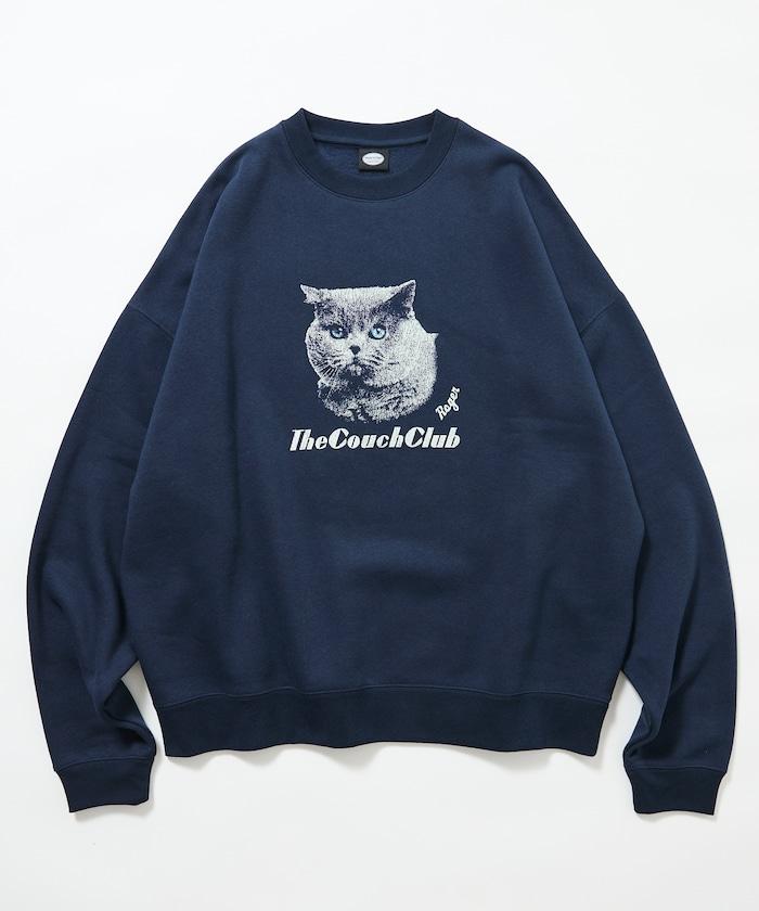 寬鬆版型前印花圓領衛衣 / CAT Portrait