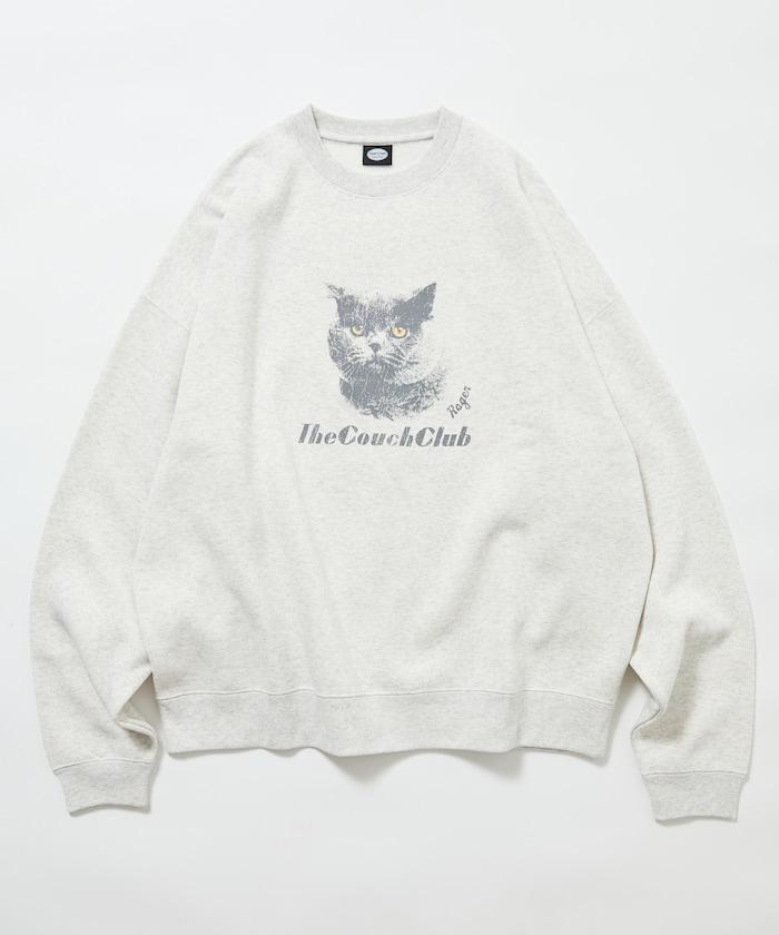 寬鬆版型前印花圓領衛衣 / CAT Portrait