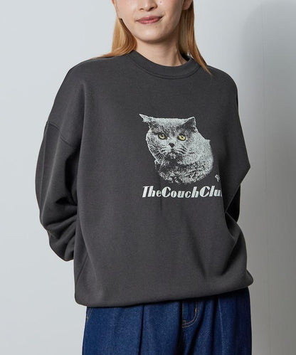 寬鬆版型前印花圓領衛衣 / CAT Portrait