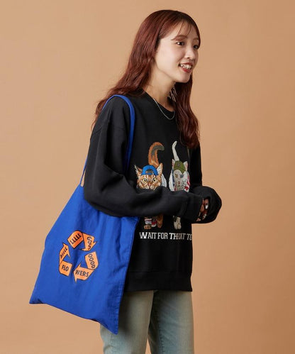 寬鬆版型 雙面印花 圓領衛衣 / THREE CATS