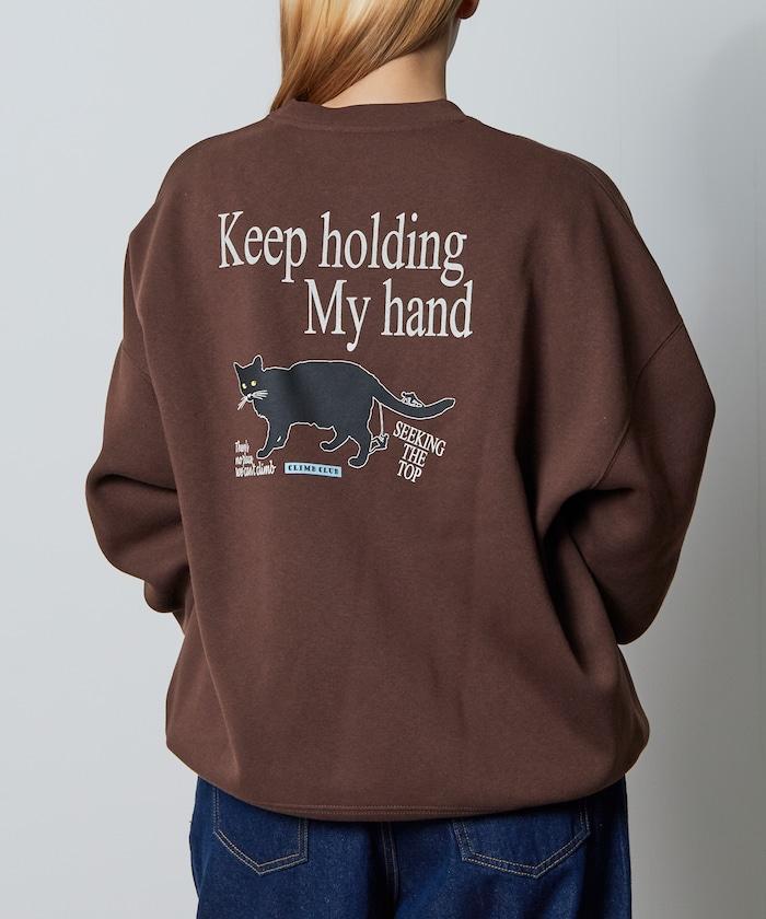 寬鬆版型背面印花圓領衛衣 / CLIMB CLUB Cat