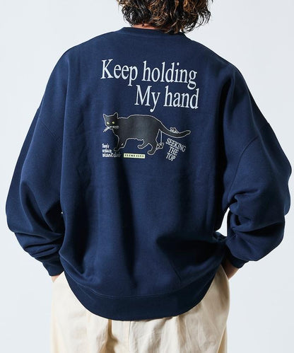 寬鬆版型背面印花圓領衛衣 / CLIMB CLUB Cat