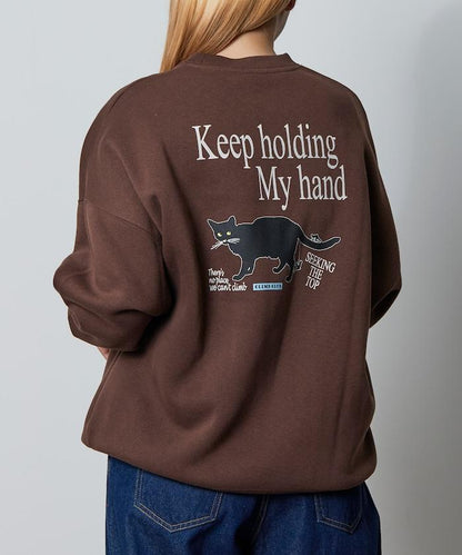 寬鬆版型背面印花圓領衛衣 / CLIMB CLUB Cat