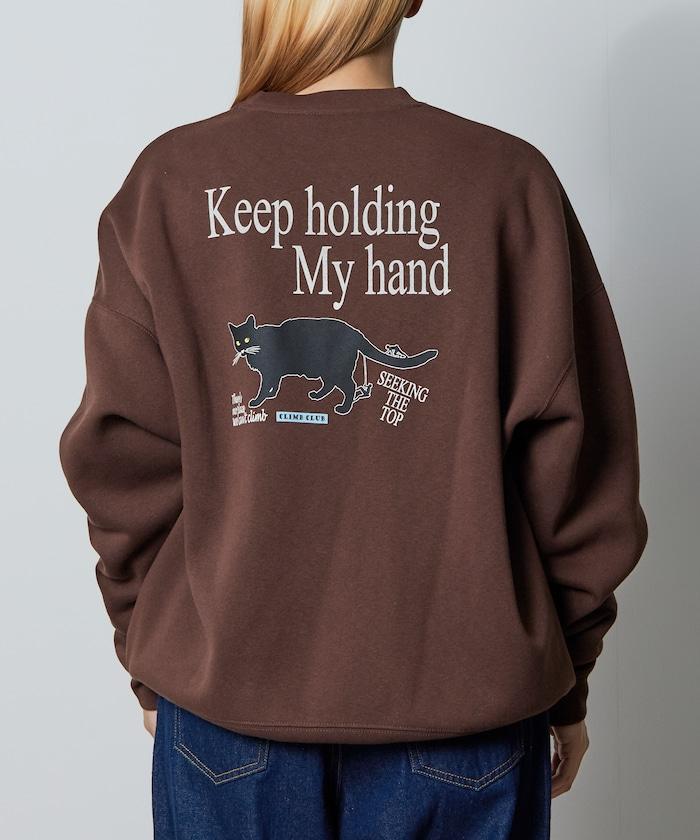 寬鬆版型背面印花圓領衛衣 / CLIMB CLUB Cat