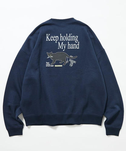 寬鬆版型背面印花圓領衛衣 / CLIMB CLUB Cat