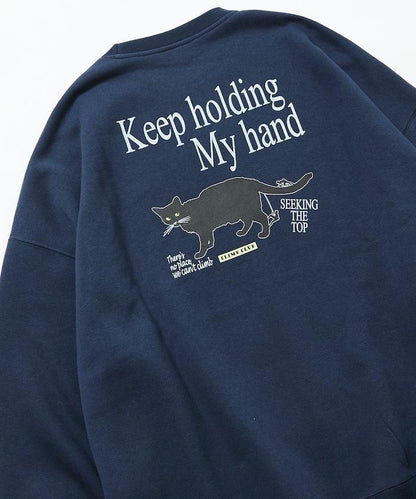 寬鬆版型背面印花圓領衛衣 / CLIMB CLUB Cat