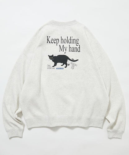 寬鬆版型背面印花圓領衛衣 / CLIMB CLUB Cat