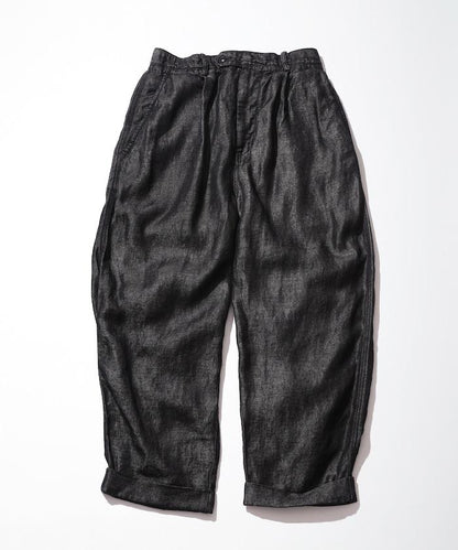 法式亞麻牛仔一褶長褲