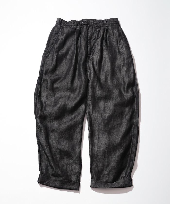 法式亞麻牛仔一褶長褲