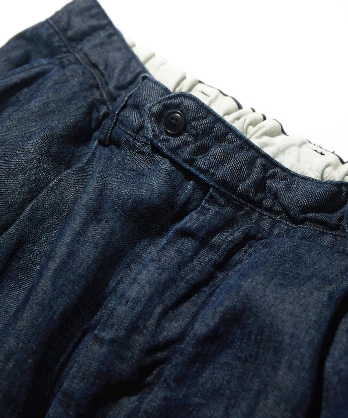 法式亞麻牛仔一褶長褲