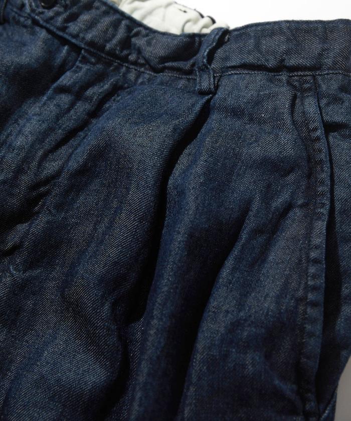 法式亞麻牛仔一褶長褲