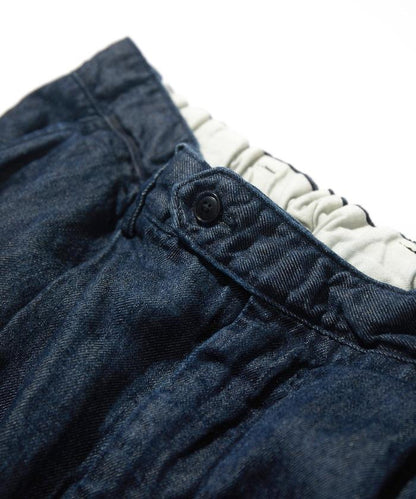 法式亞麻牛仔一褶長褲