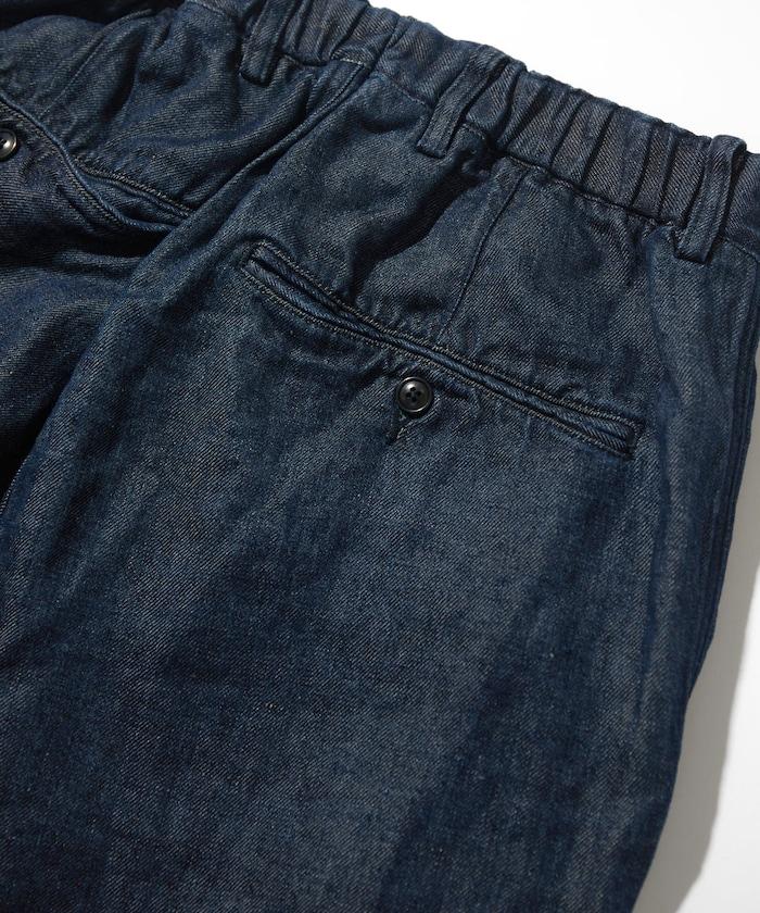 法式亞麻牛仔一褶長褲