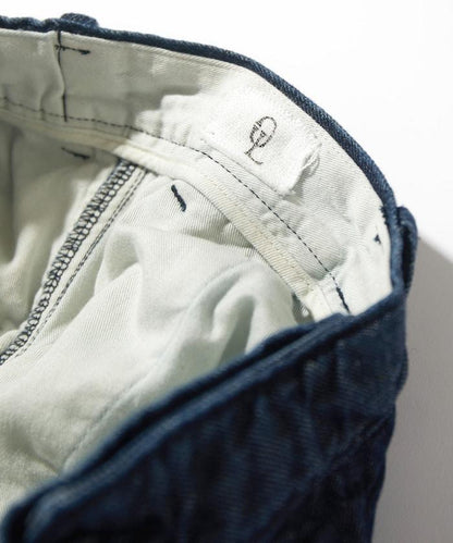 法式亞麻牛仔一褶長褲