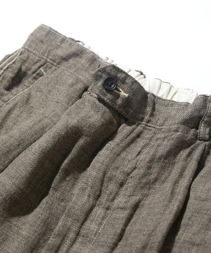 法式亞麻粗花呢一褶長褲