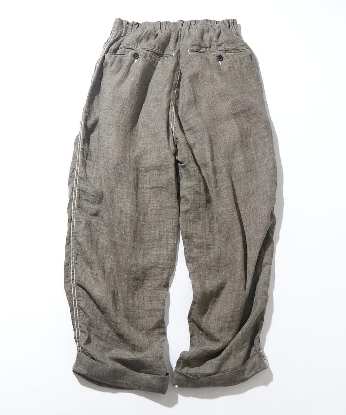 法式亞麻粗花呢一褶長褲