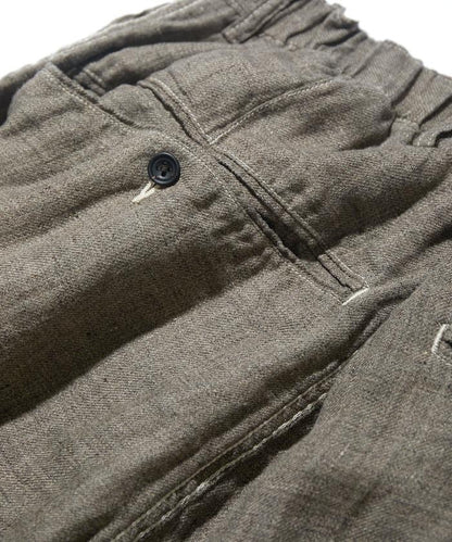 法式亞麻粗花呢一褶長褲