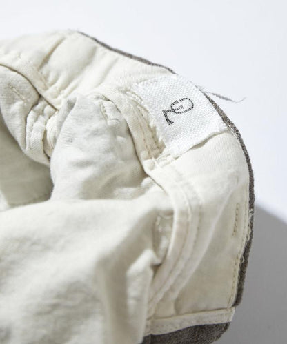 法式亞麻粗花呢一褶長褲