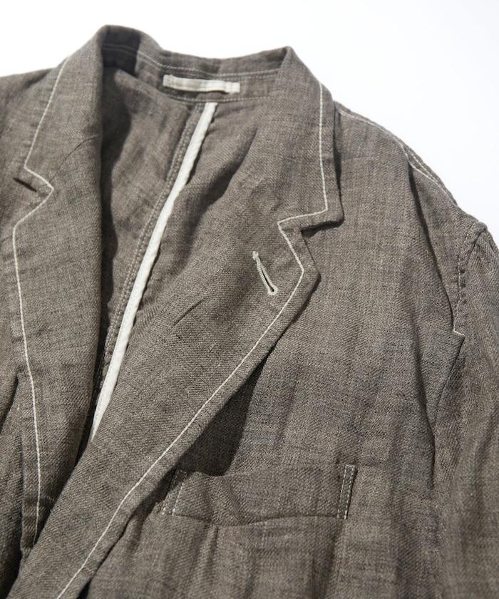 法式亞麻粗花呢修身西裝外套