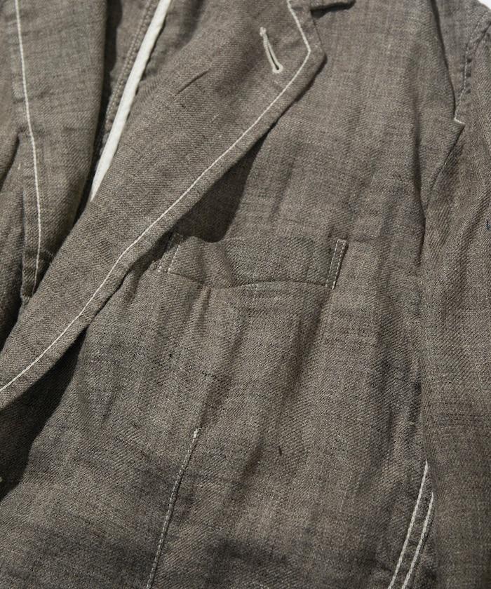 法式亞麻粗花呢修身西裝外套