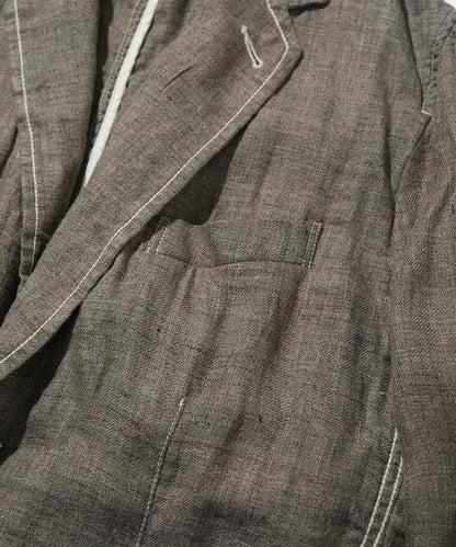 法式亞麻粗花呢修身西裝外套