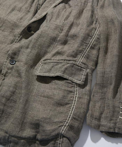 法式亞麻粗花呢修身西裝外套