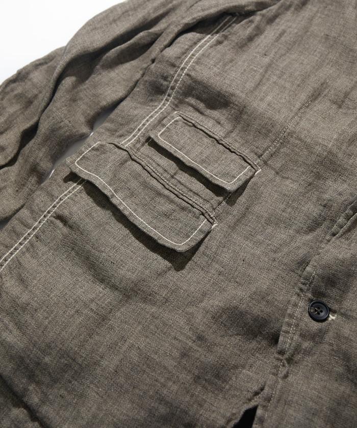 法式亞麻粗花呢修身西裝外套