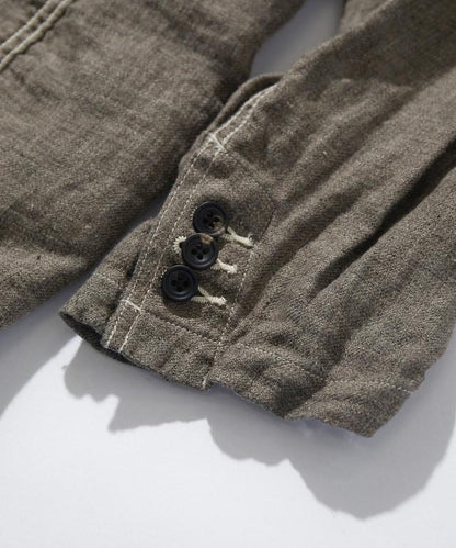 法式亞麻粗花呢修身西裝外套