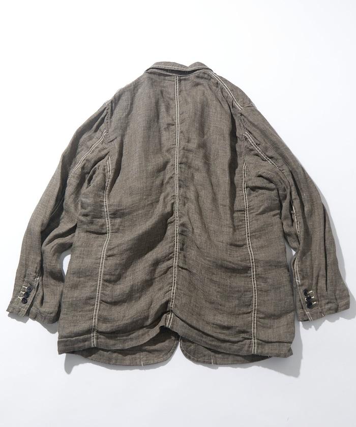 法式亞麻粗花呢修身西裝外套