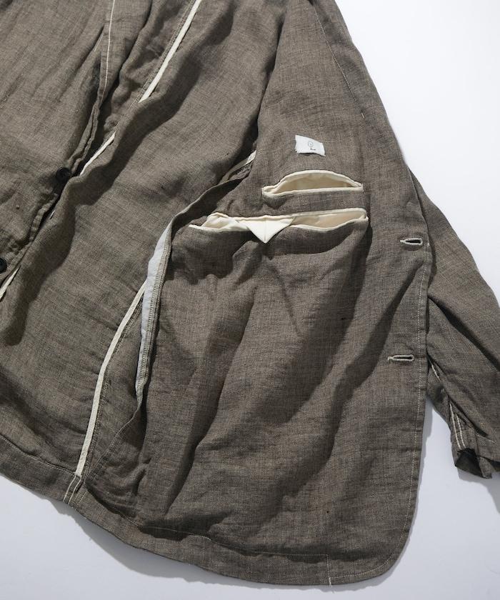 法式亞麻粗花呢修身西裝外套