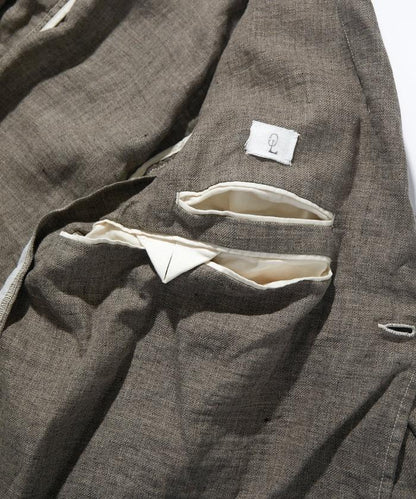 法式亞麻粗花呢修身西裝外套