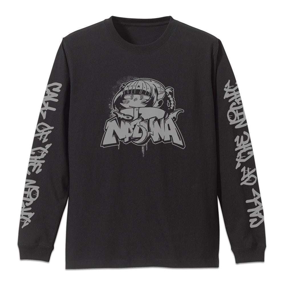 《徹夜之歌》 第二季_L碼_納茲娜 塗鴉藝術 袖口螺紋長袖T恤/黑色