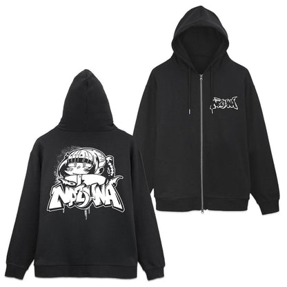 《徹夜之歌》 第二季 M碼 納茲娜 塗鴉藝術拉鍊衛衣/黑色