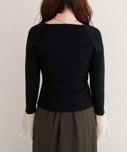 荷葉邊袖針織衫