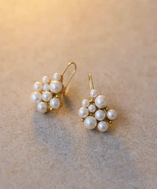 珍珠顆粒耳鉤耳環