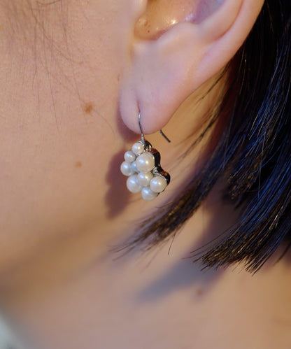 珍珠顆粒耳鉤耳環