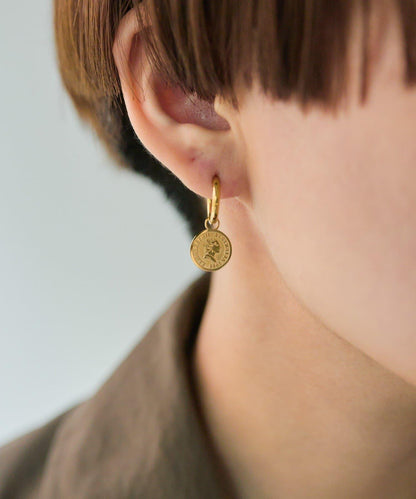 金屬過敏適用/不鏽鋼 圓幣吊墜圈形耳環