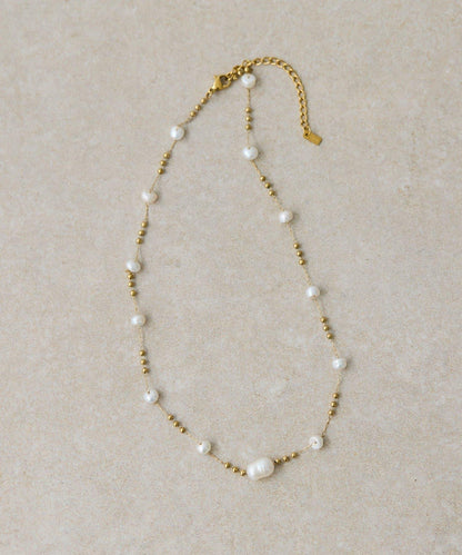 金屬過敏適用/不鏽鋼設計珍珠鏈條項鍊