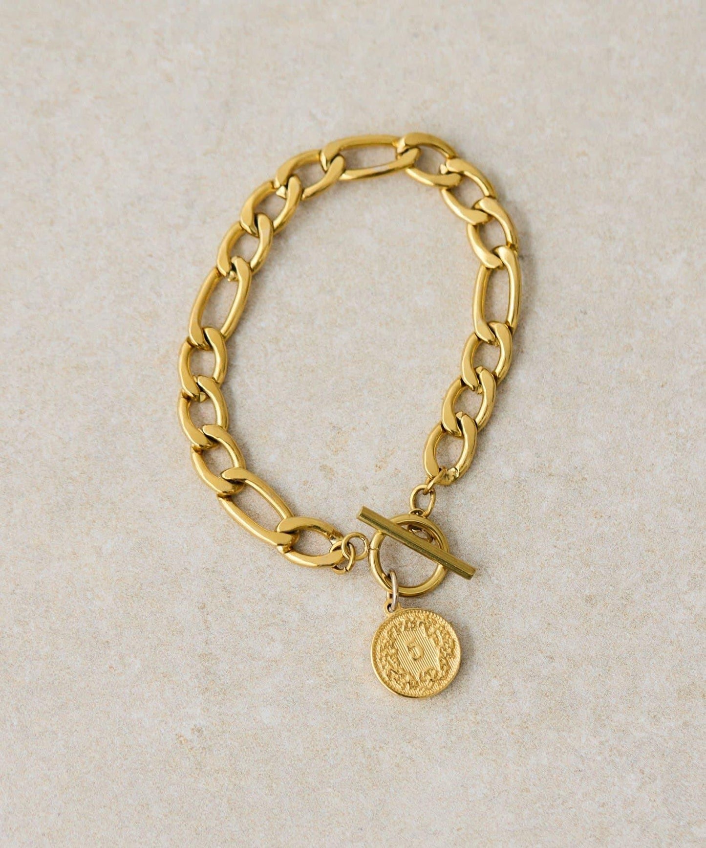 金屬過敏適用/不鏽鋼 帶硬幣吊墜菲加羅手鍊