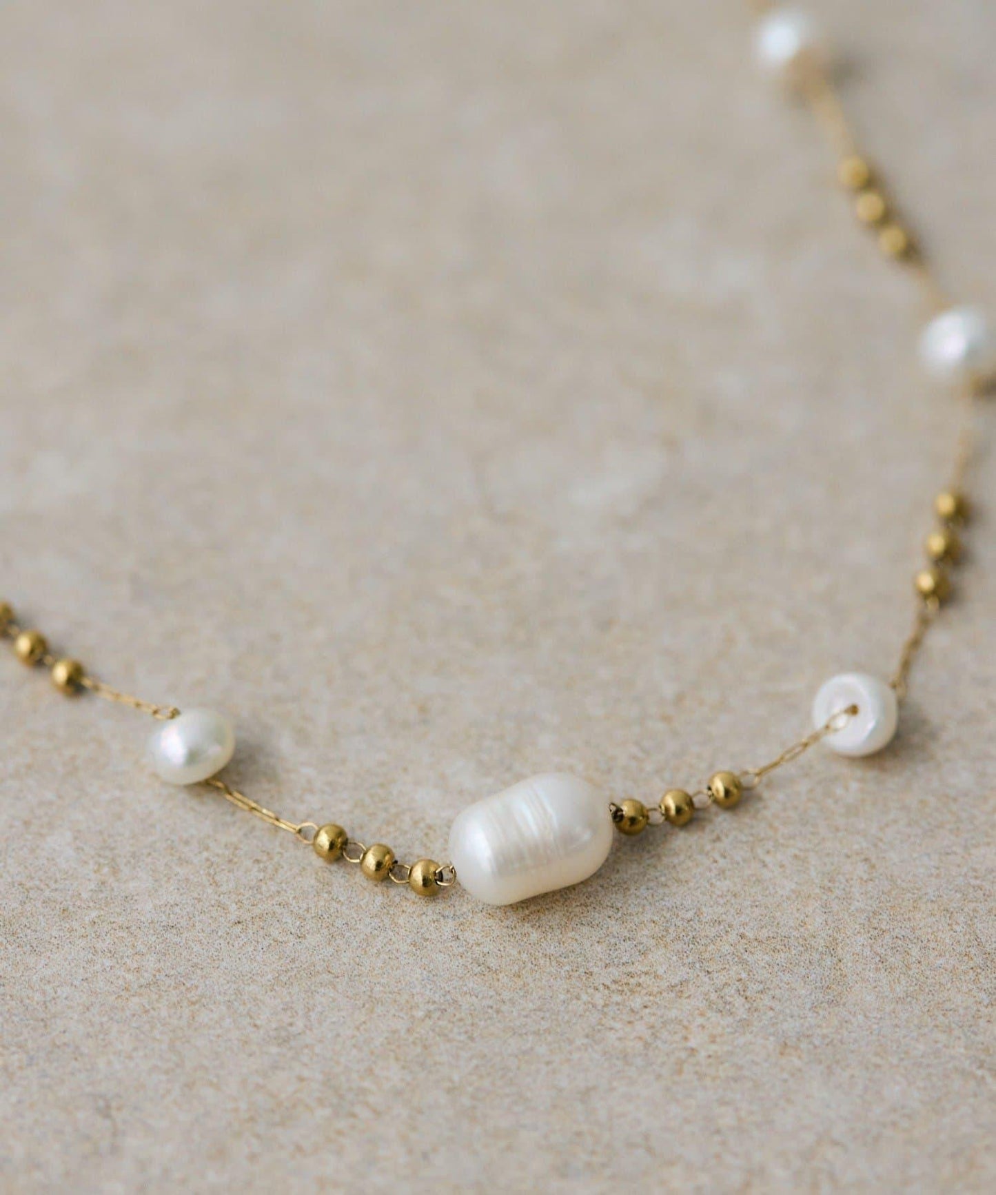 金屬過敏適用/不鏽鋼設計珍珠鏈條項鍊