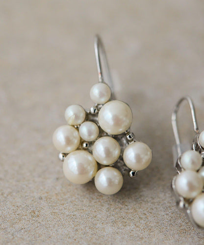珍珠顆粒耳鉤耳環
