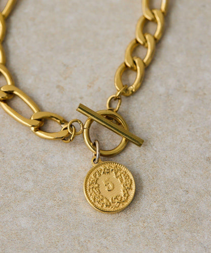 金屬過敏適用/不鏽鋼 帶硬幣吊墜菲加羅手鍊