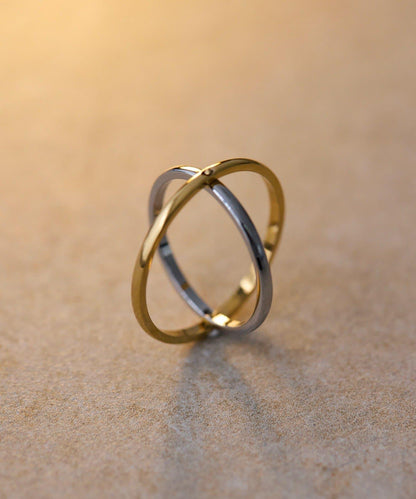 金屬過敏適用/不鏽鋼雙色可動戒指