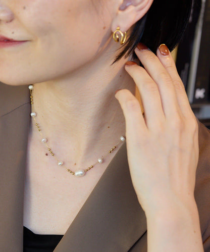 金屬過敏適用/不鏽鋼設計珍珠鏈條項鍊