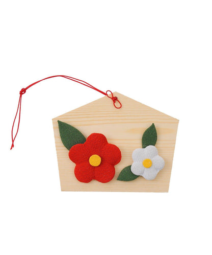 椿の絵馬オブジェ/正月のお飾り