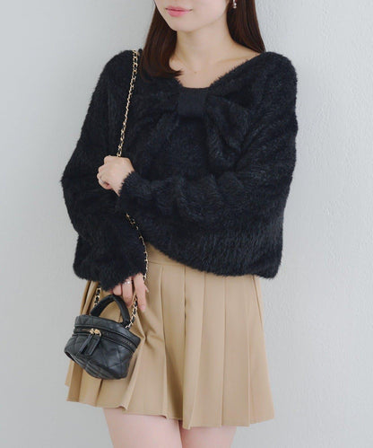 【2件套】吊帶+蝴蝶結羽毛針織衫