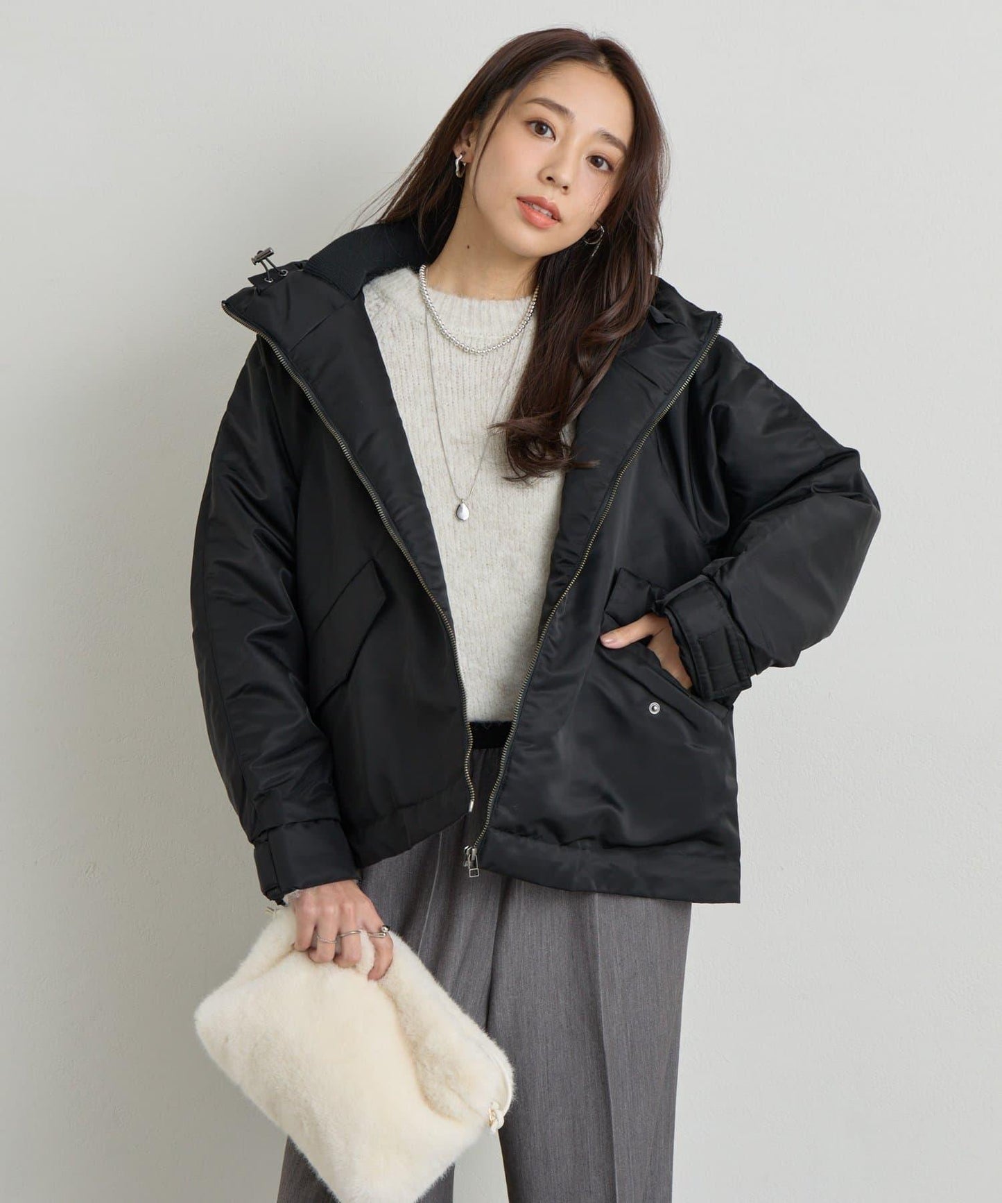 大人休閒風尼龍中棉連帽MA-1夾克