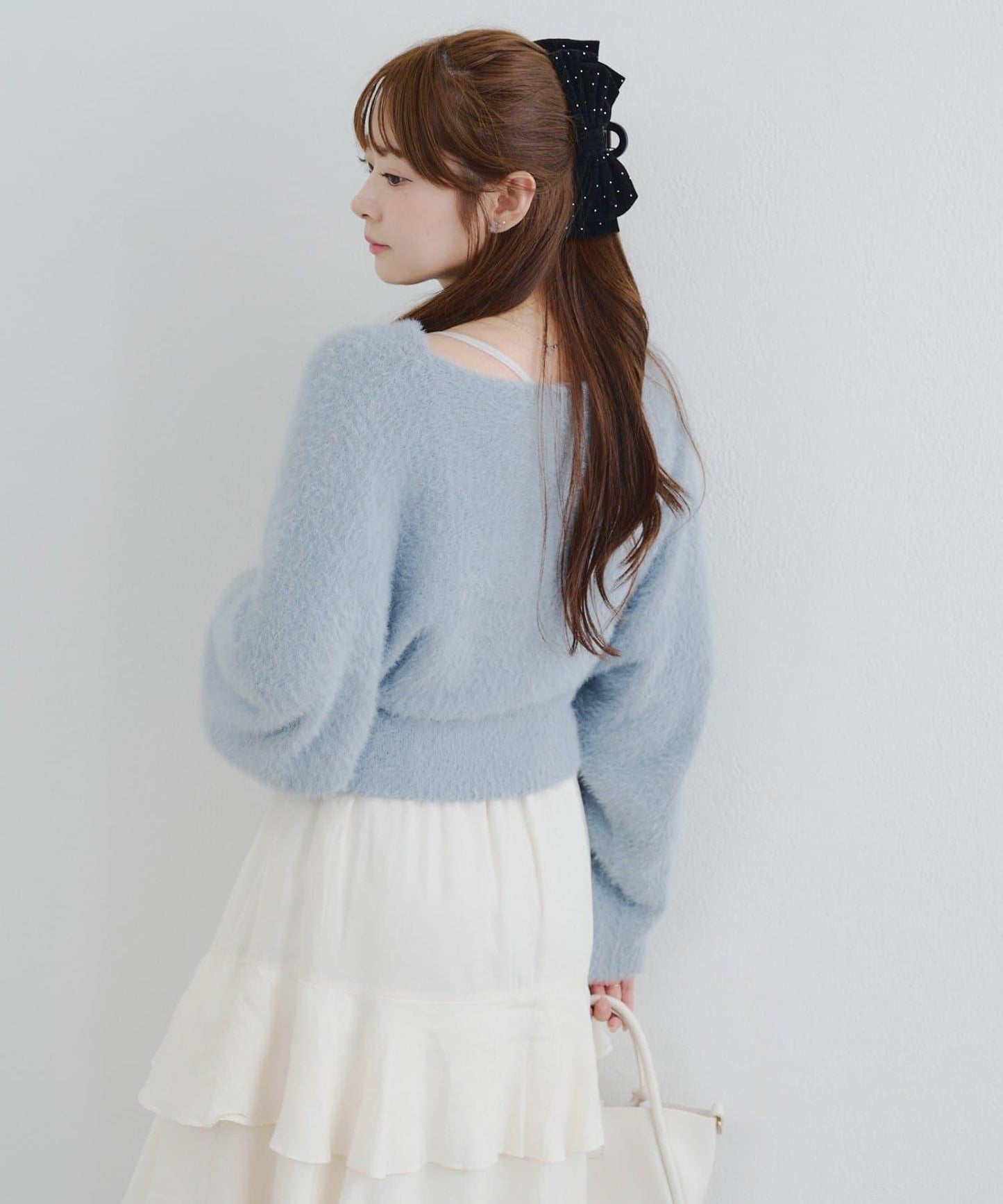 【2件套】吊帶+蝴蝶結羽毛針織衫