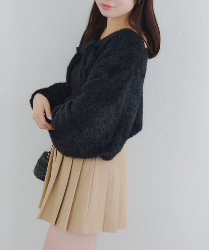 【2件套】吊帶+蝴蝶結羽毛針織衫